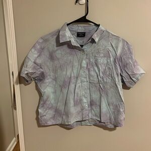 PacSun tie dye cropped collared shirt